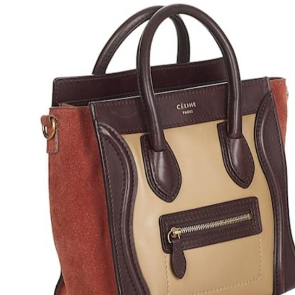 Celine Wine, Beige and Brown Women's Luggage Tote